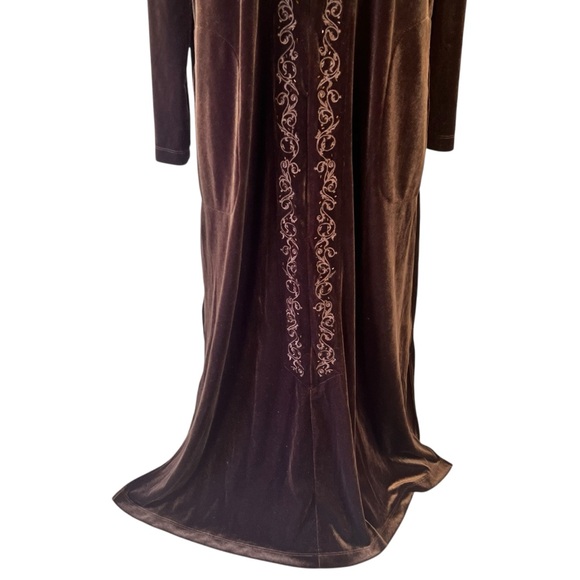 Nottibianche Dark Brown Plush Velour Zip Front Kimono Robe - Picture 3 of 5